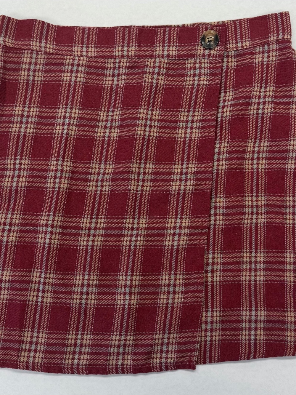 SHEIN Red Plaid Mini Skirt